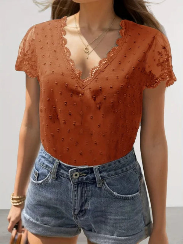 Elegante Sommerbluse mit V-Ausschnitt  - Christiane