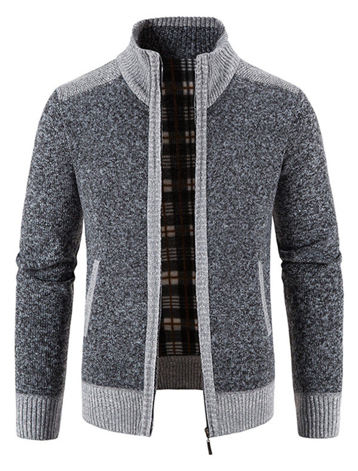 Stilvolle warme Strickfleece-Strickjacke - Sascha