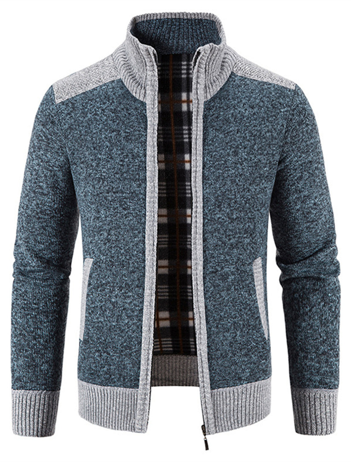 Stilvolle warme Strickfleece-Strickjacke - Sascha