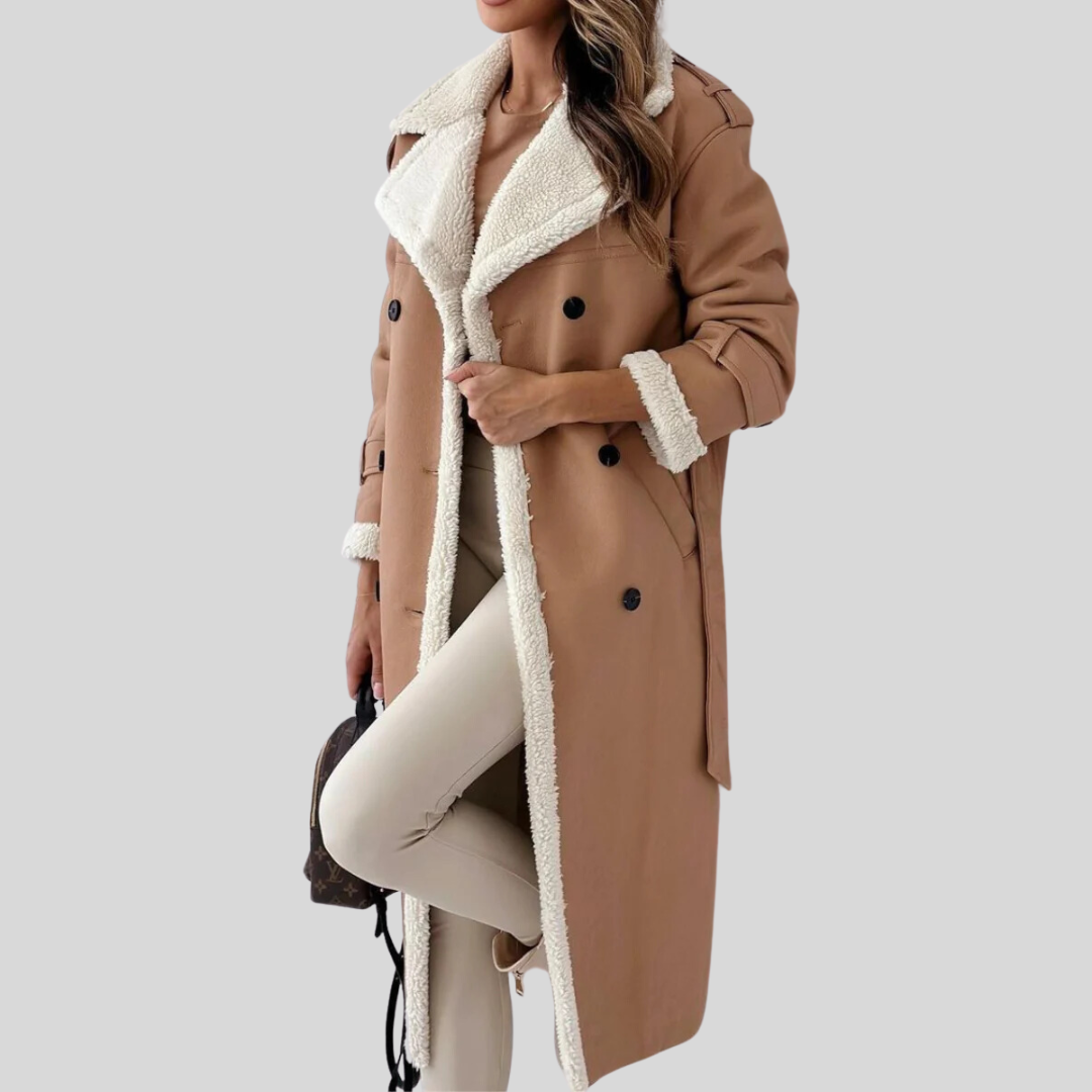 Luxuriöser eleganter Trenchcoat aus Leder - Finja