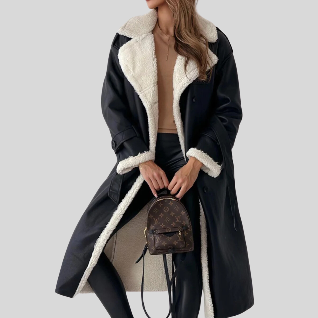 Luxuriöser eleganter Trenchcoat aus Leder - Finja