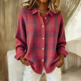 Damen Locker Geschnittener Knopfstrick Cardigan - Stilvolles Karo Design in Rosa