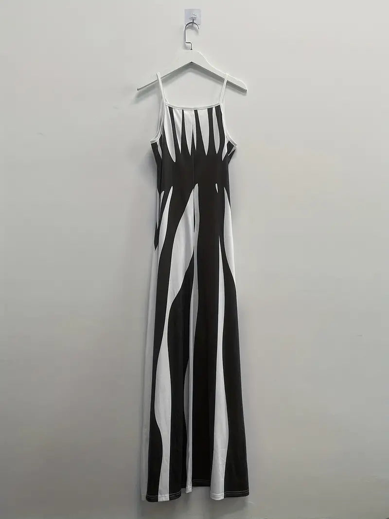 Jana - Fließendes Maxikleid mit Abstraktem Print