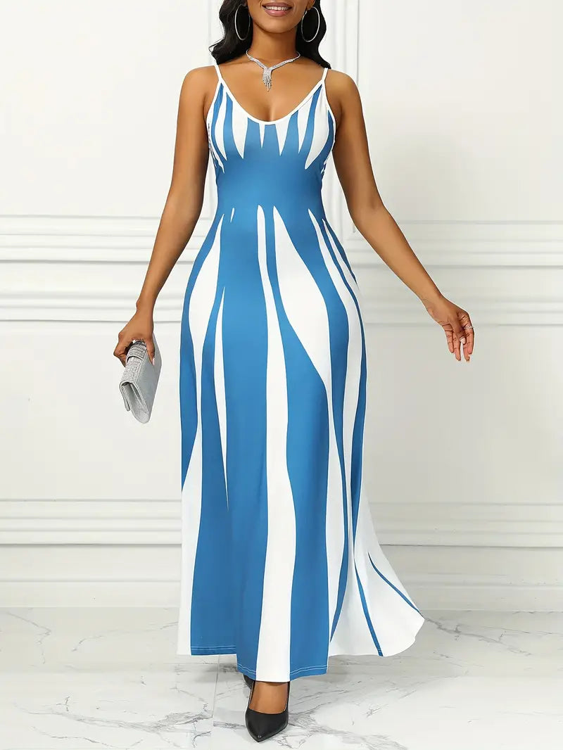 Jana - Fließendes Maxikleid mit Abstraktem Print