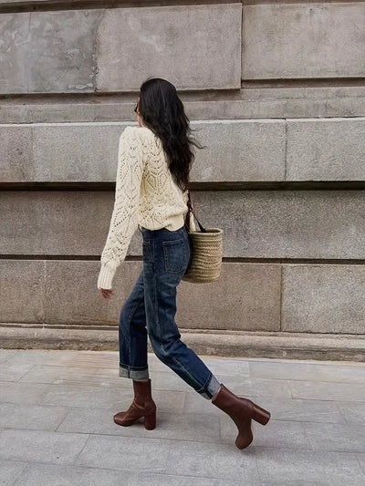 50% Rabatt | Dreilea™ - Luxuriöser Strickpullover mit Spitzendetail [Letzter Tag Rabatt]