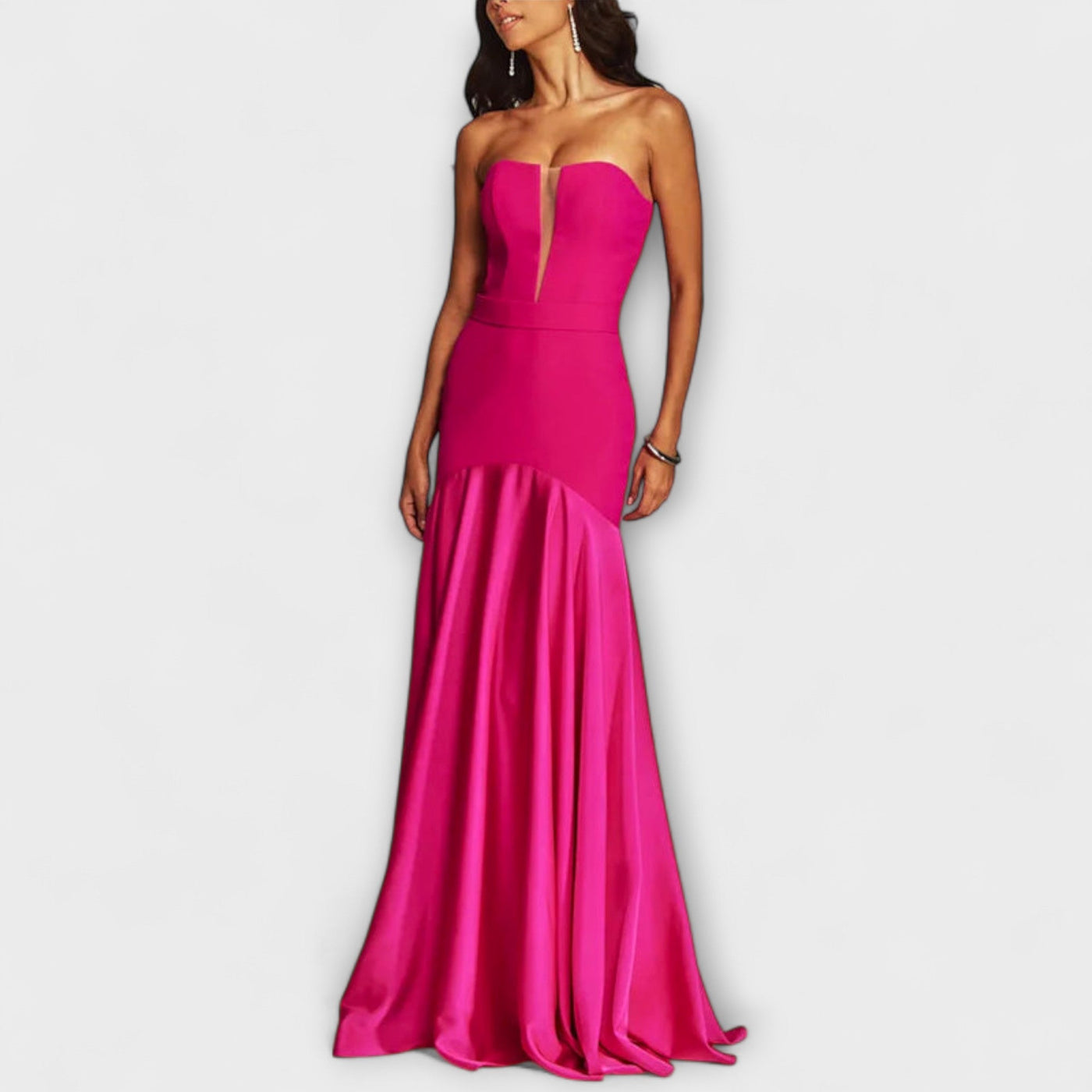 Vada - Schulterfreies Maxikleid mit V-Ausschnitt