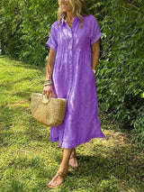 Corinne – Elegantes Damen Hemdblusenkleid in Purple