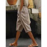 Mariele | Luftige Damen-Caprihose mit dekorativer Spitze in Khaki