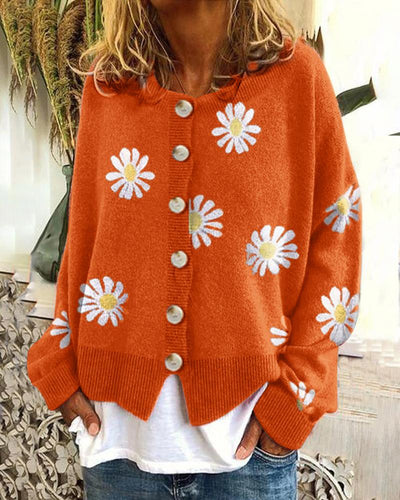 Daisy-Strick-Cardigan | Florale Eleganz | Komfortabler Chic