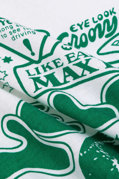 Gracelyn | Hochgekrempelte Ärmel EYE LOOK Grafikdruck Crop-T-Shirt mit Knotendetail