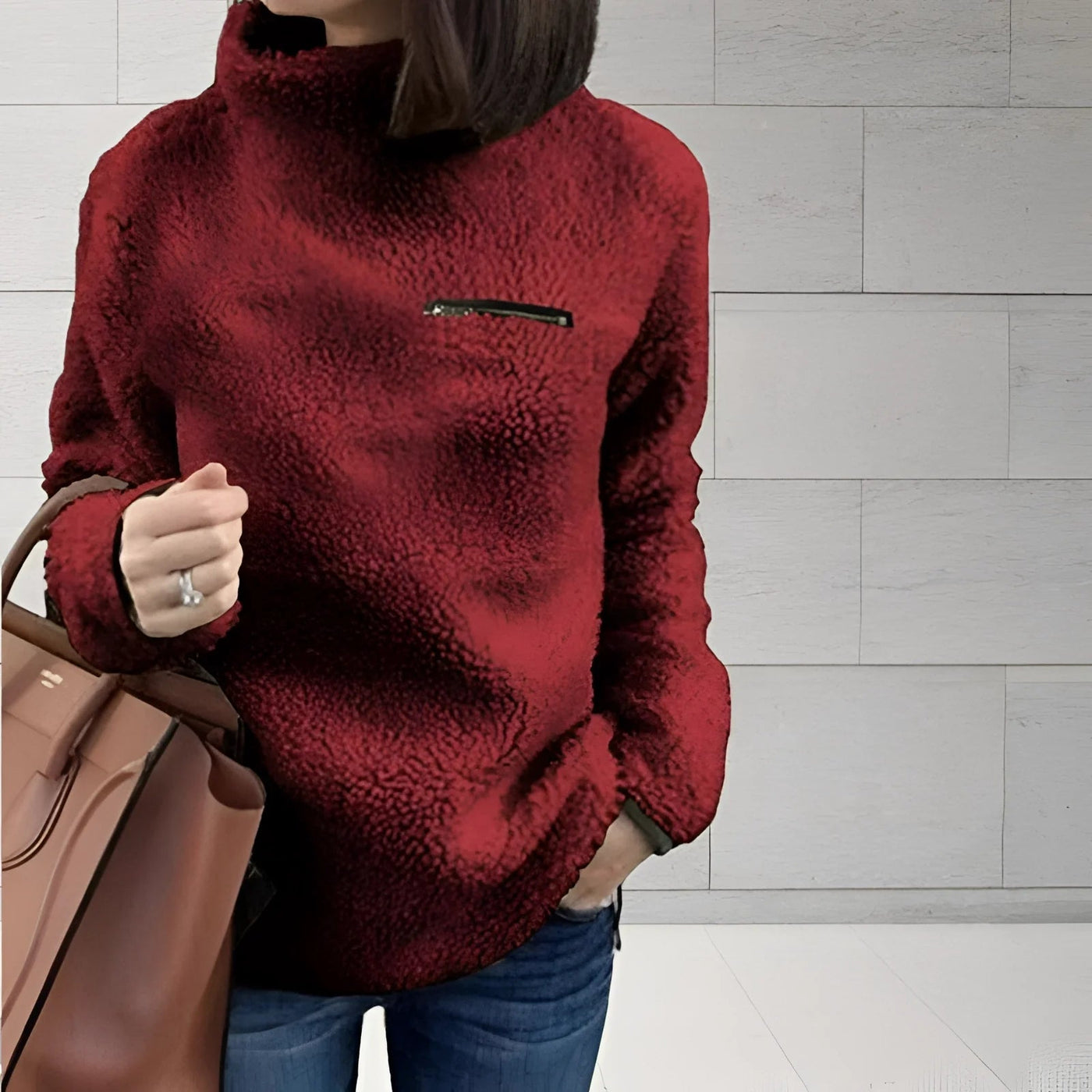 Fleece-Rollkragenpullover - Loreen