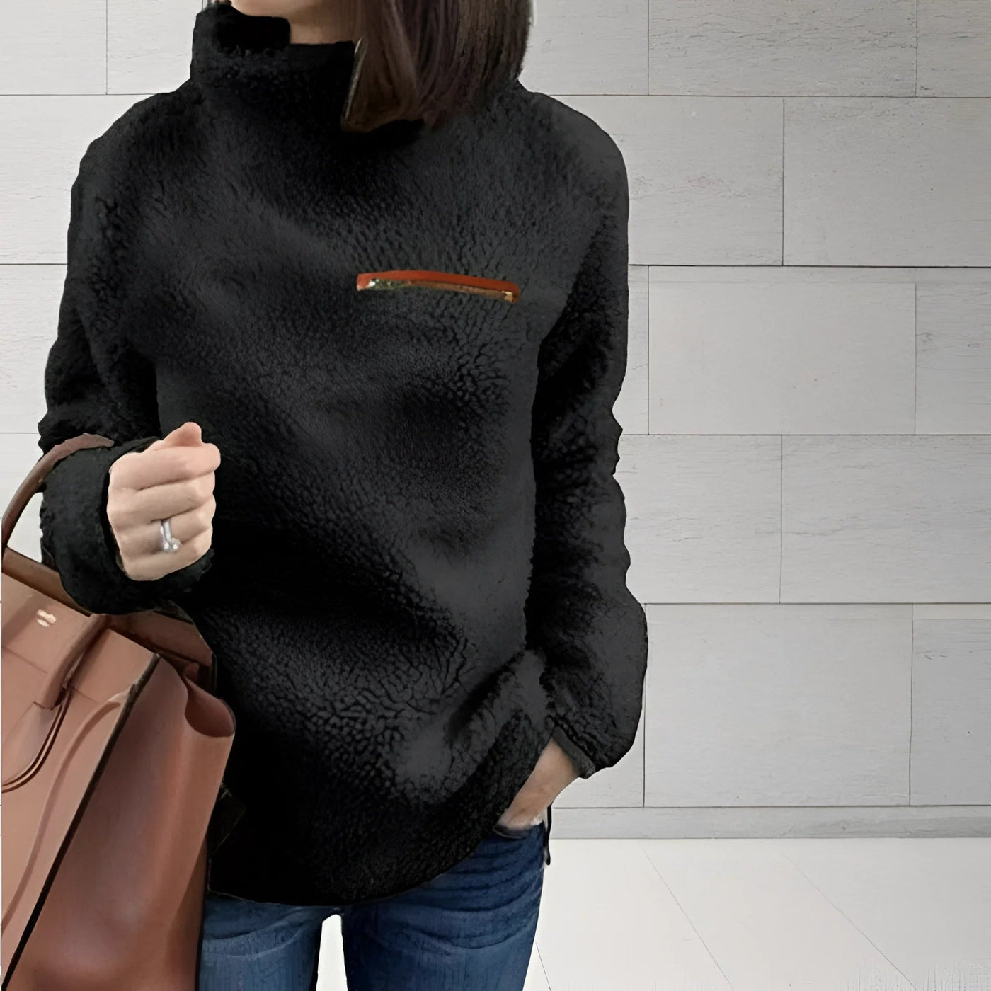 Fleece-Rollkragenpullover - Loreen
