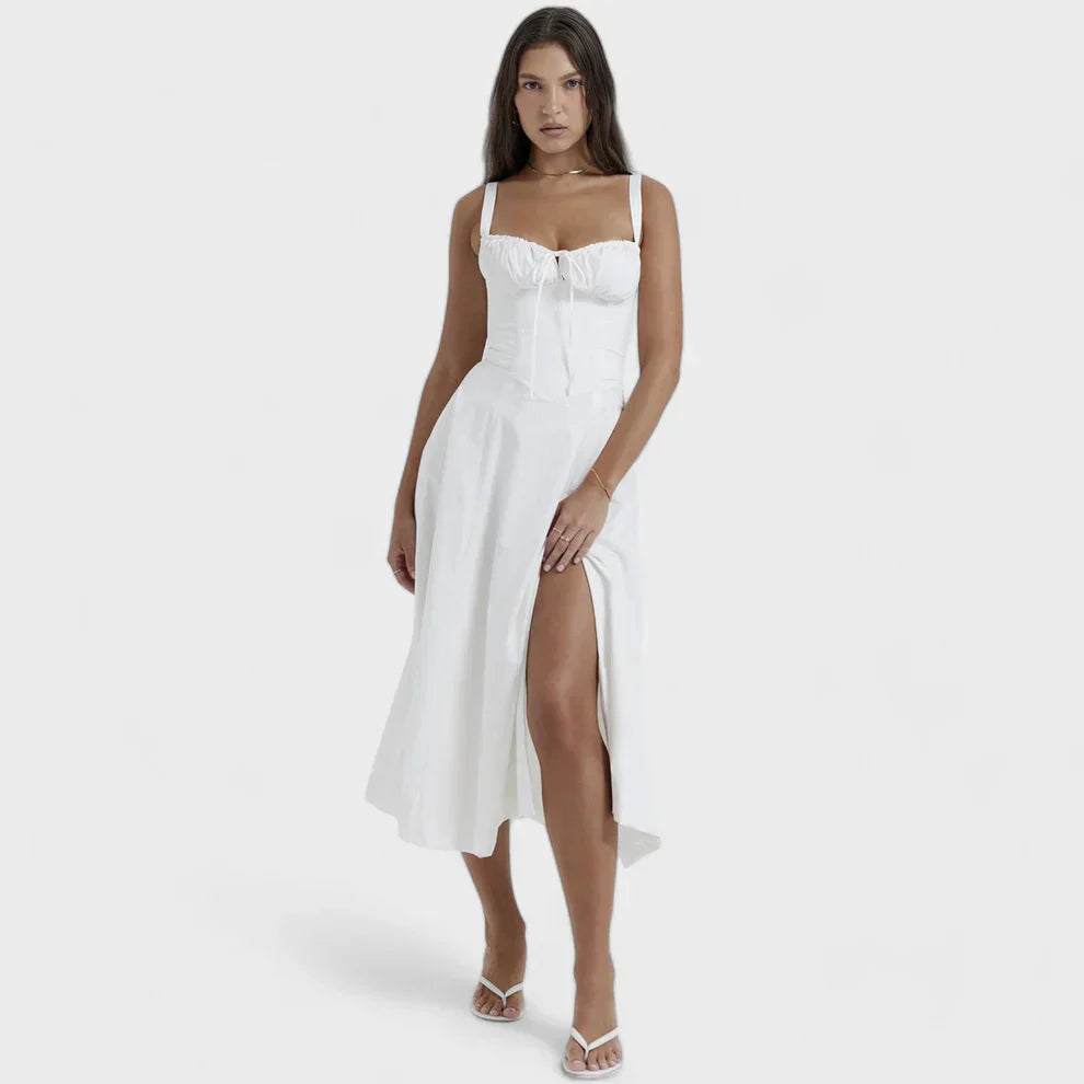 Elegantes Korsett-Midikleid | Feminine Raffinesse | Hoher Beinschlitz