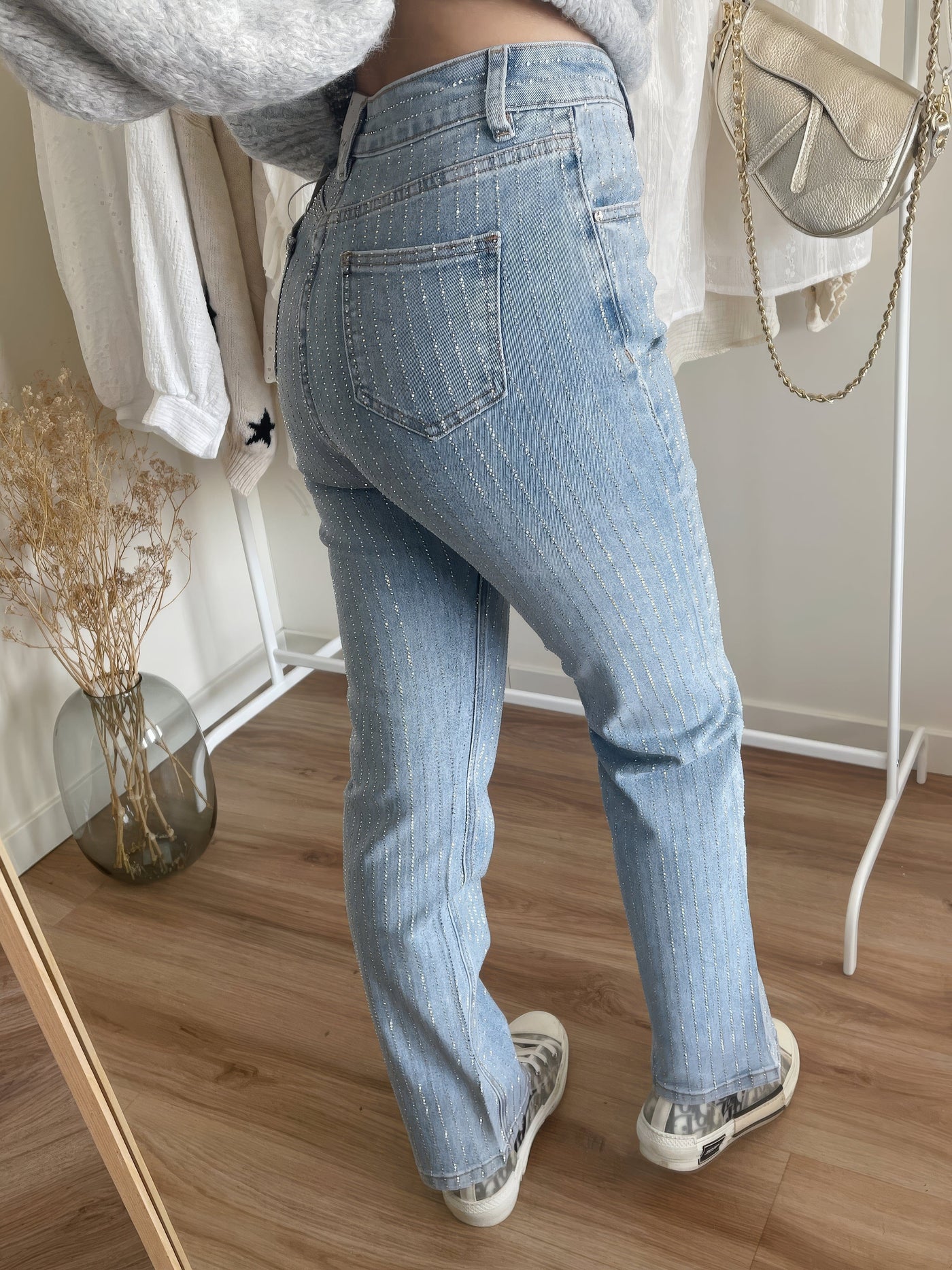 Glitzer-Jeans | Strahlender Look | Gerade Passform