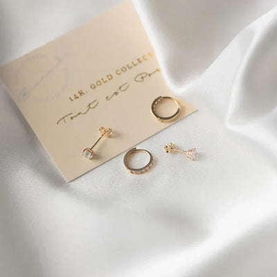 Larmes de Lune Gold Stein Earrings