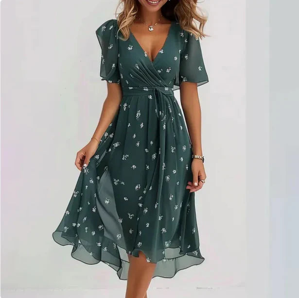 Vicky | Wickelkleid Midi Damen mit V-Ausschnitt für Sommer und Festlichkeiten