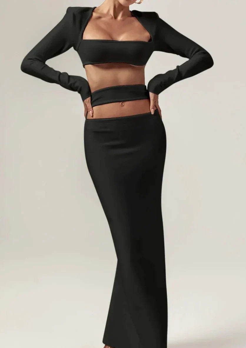 Elegantes Zweiteiler-Set | Sexy Top & Maxi-Rock | Zeitlose Raffinesse