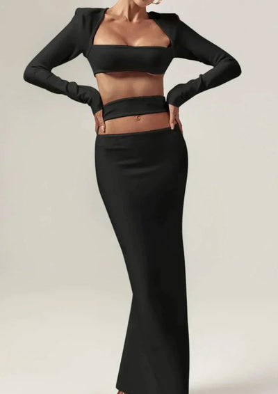 Elegantes Zweiteiler-Set | Sexy Top & Maxi-Rock | Zeitlose Raffinesse