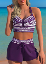 Bailey - Stilvoller Bikini mit hoher Taille und Muster für Damen in Lila