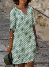 Kristina - Stilvolles Midikleid mit halblangen Ärmeln für Damen in Grün