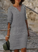 Kristina - Stilvolles Midikleid mit halblangen Ärmeln für Damen in Grau