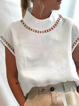 Nannie - Stilvolles Top mit Ausschnitt für Damen in Weiß