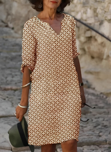 Kristina - Stilvolles Midikleid mit halblangen Ärmeln für Damen in Braun