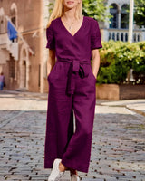 Gabriella - Lässiger Jumpsuit mit Gürtel für Damen in Lila