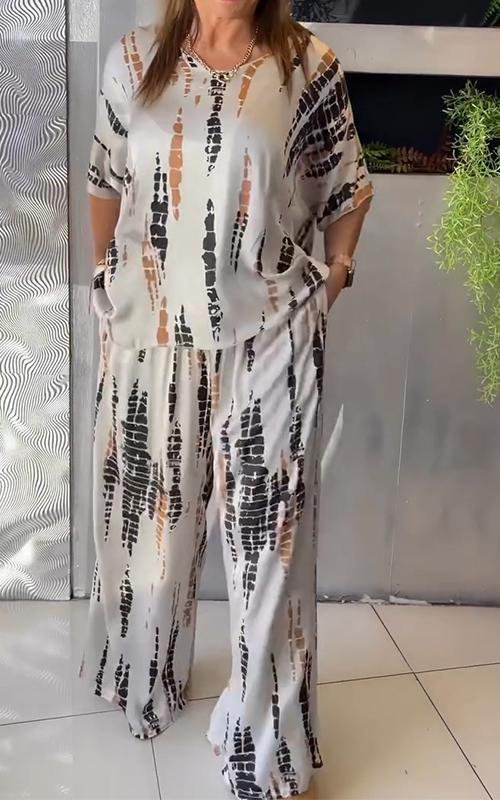 Zweiteiliges Set mit Print | Lässig und Stilvoll | Weite Passform
