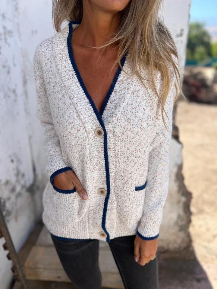 Gemütlicher Strick-Cardigan | Kontrastdetails | Perfekt für Freizeit und Alltag