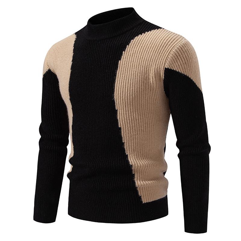 Herren Strickpullover mit Kontrastmuster | Modern & Stylisch | Gerippte Struktur