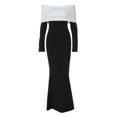 Schulterfreies Kontrast-Hüftkleid