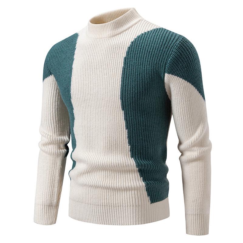 Herren Strickpullover mit Kontrastmuster | Modern & Stylisch | Gerippte Struktur