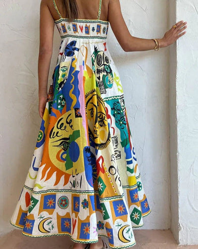 Basha - Damen Graffiti Druck Swing Kleid