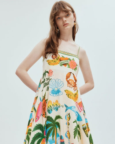 Basha - Damen Graffiti Druck Swing Kleid