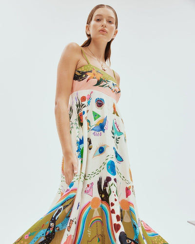 Basha - Damen Graffiti Druck Swing Kleid