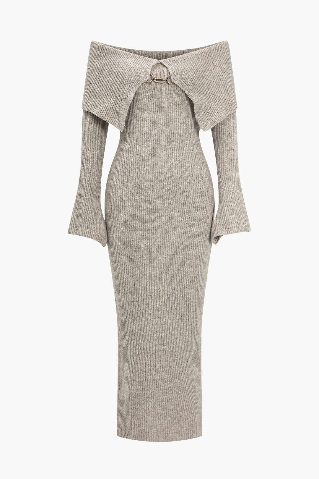 Strick-Midikleid | Elegante Silhouette | Off-Shoulder-Stil
