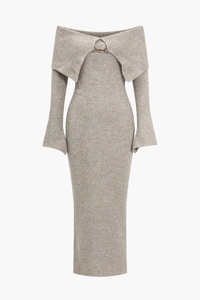Strick-Midikleid | Elegante Silhouette | Off-Shoulder-Stil