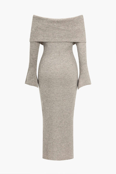 Strick-Midikleid | Elegante Silhouette | Off-Shoulder-Stil