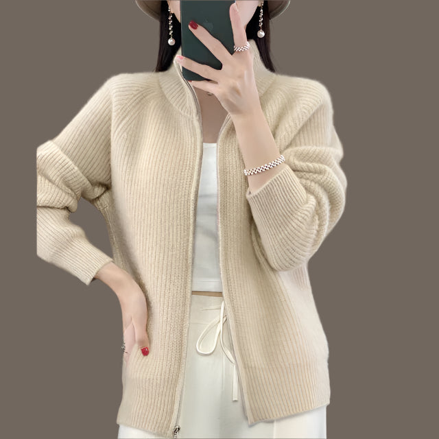 Lässige Strickjacke mit Reißverschluss für Frauen-Yasmina