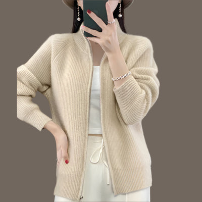 Lässige Strickjacke mit Reißverschluss für Frauen-Yasmina