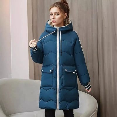Lange warme Winterjacke mit Kapuze - Heike