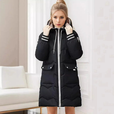 Lange warme Winterjacke mit Kapuze - Heike