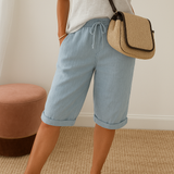 Aaliyah - Damen Shorts mit Bindegürtel in Himmelblau