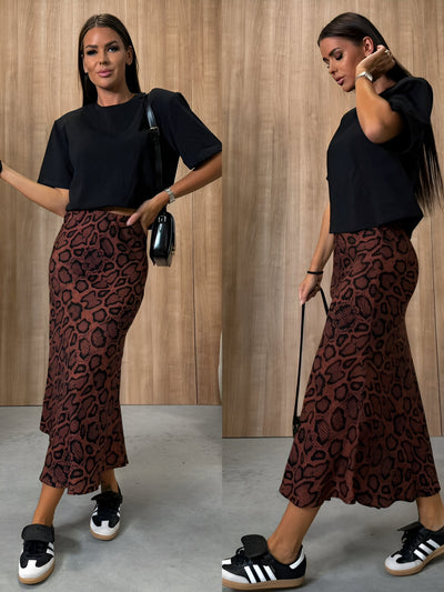 Thea | Mutiger Rock mit Tiermuster und hoher Taille für Frauen