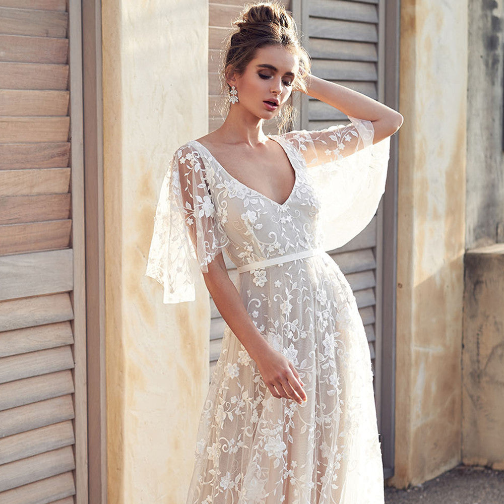 Ida - Boho-Spitzenhochzeitskleid