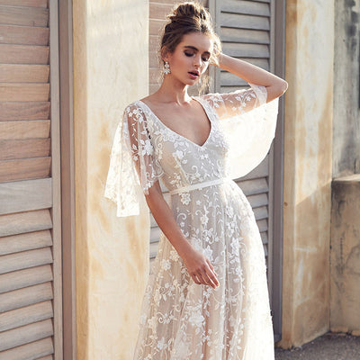 Ida - Boho-Spitzenhochzeitskleid