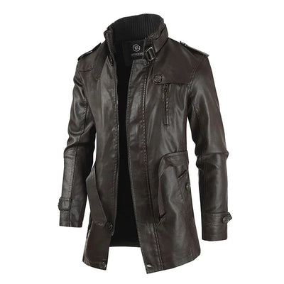Paulin® | Elegante lange Motorradlederjacke