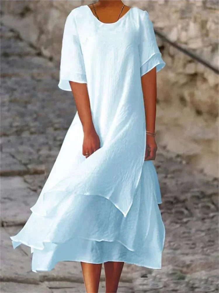 Maya | Maxikleid Sommer Damen Langarm, Fließendes Kleid