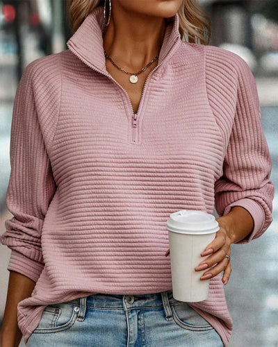 Minimalistischer Pullover mit Reißverschluss für Frauen - Cordula